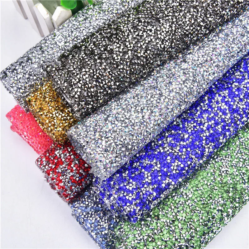 24*40Cm Adhesive Rhinestone Mesh Sheets Hot Fix Crystal Rhinestone Mesh Trimming