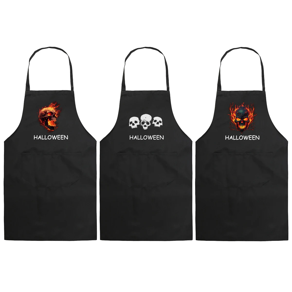 Halloween apron Pumpkin Ghost Skeleton Decorate Home kitchen Cooking Baking Waterproof printed logo pocket Halloween gift