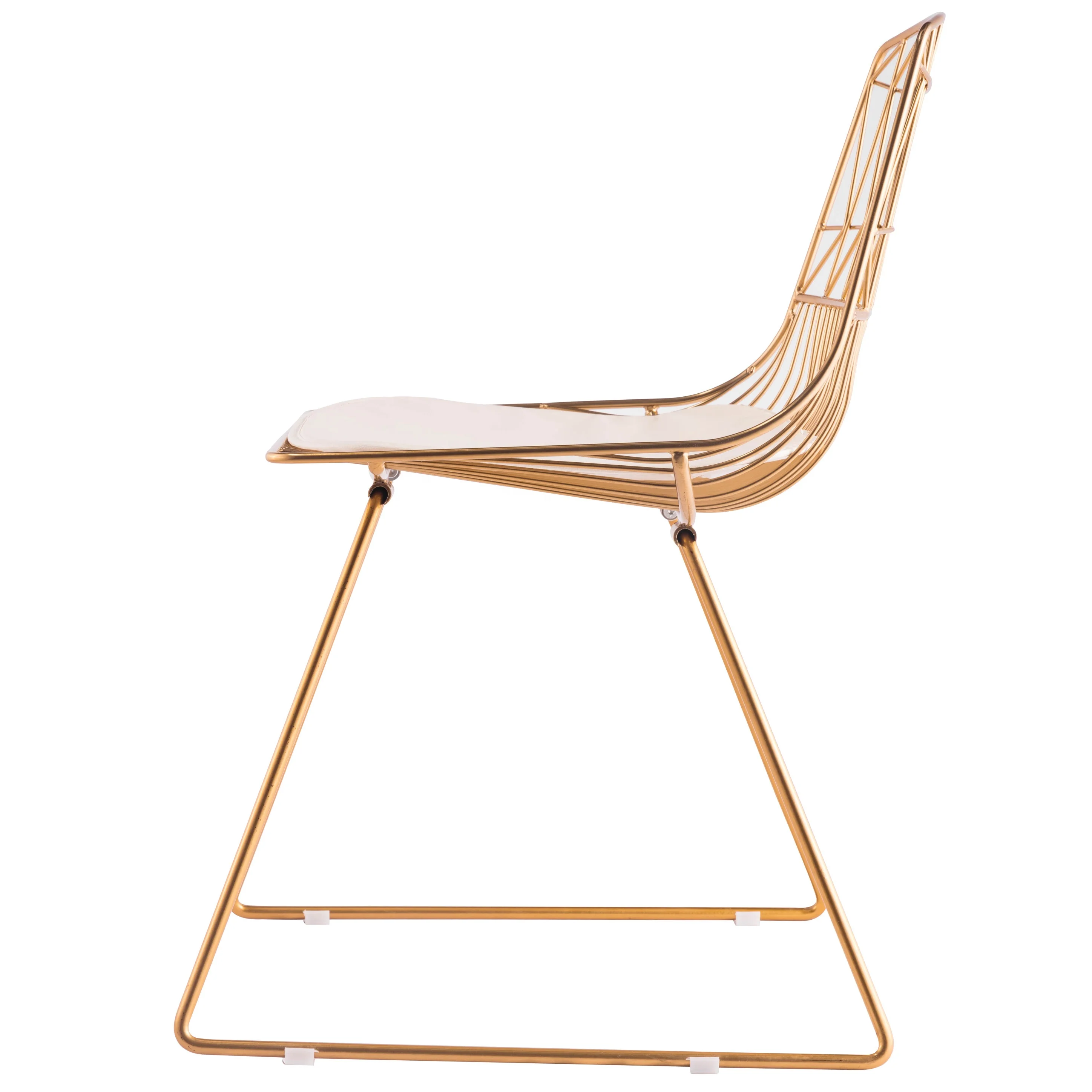 Free Sample Metal Gold Dining Steel Mesh Iron Black Outdoor Wire Chair