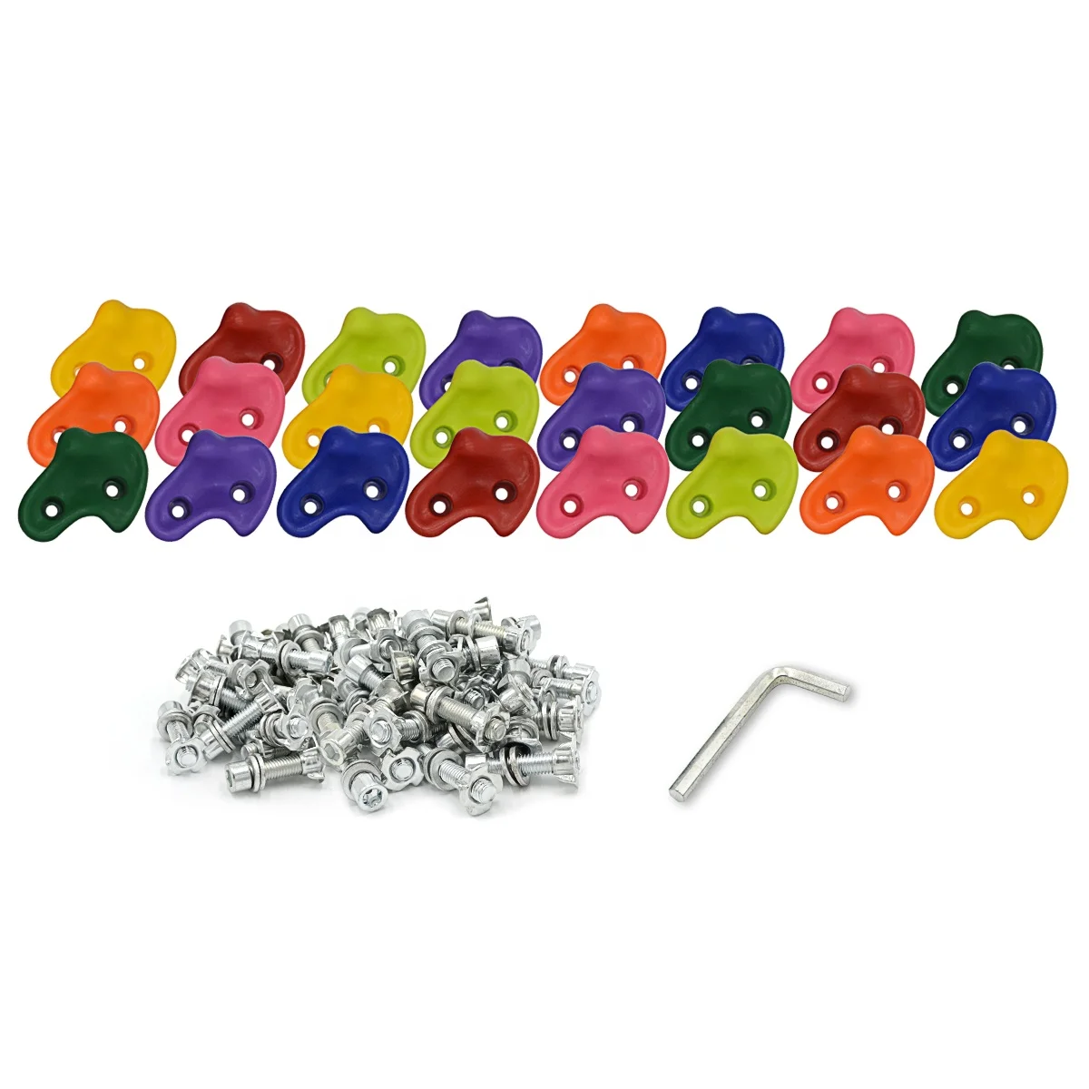 high quality PP plastic climbing rocks for children with both wooden screws and inner expansion screws for concrete wall