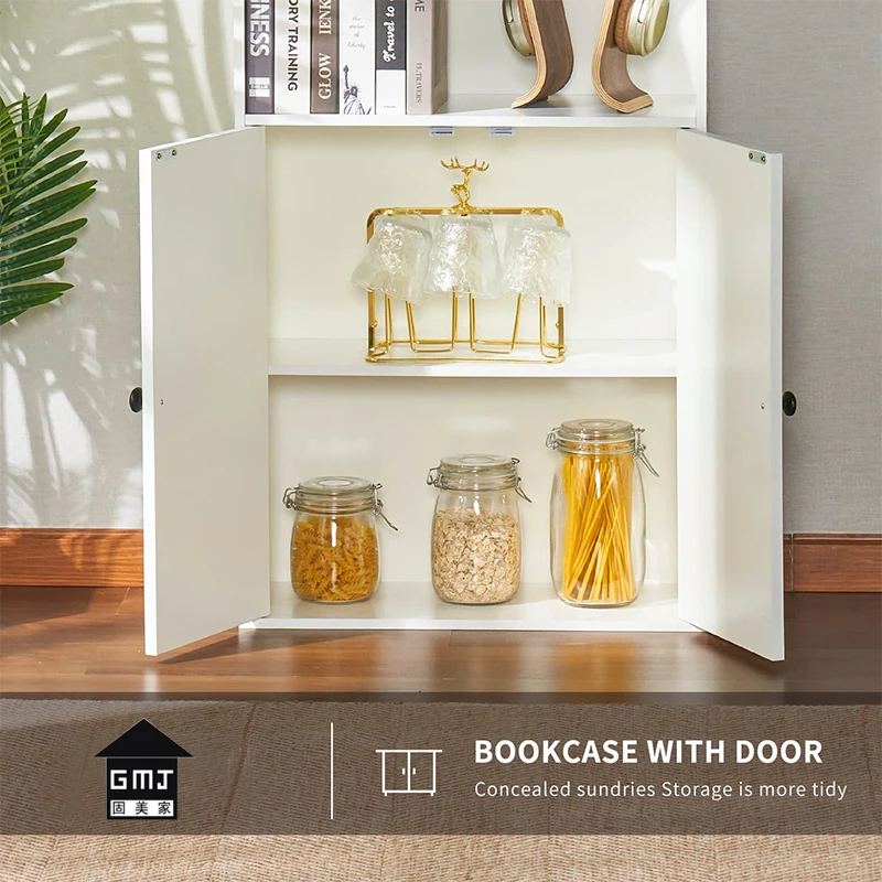 Modern design corner movable bookcases with wheels modular library wooden bookshelf