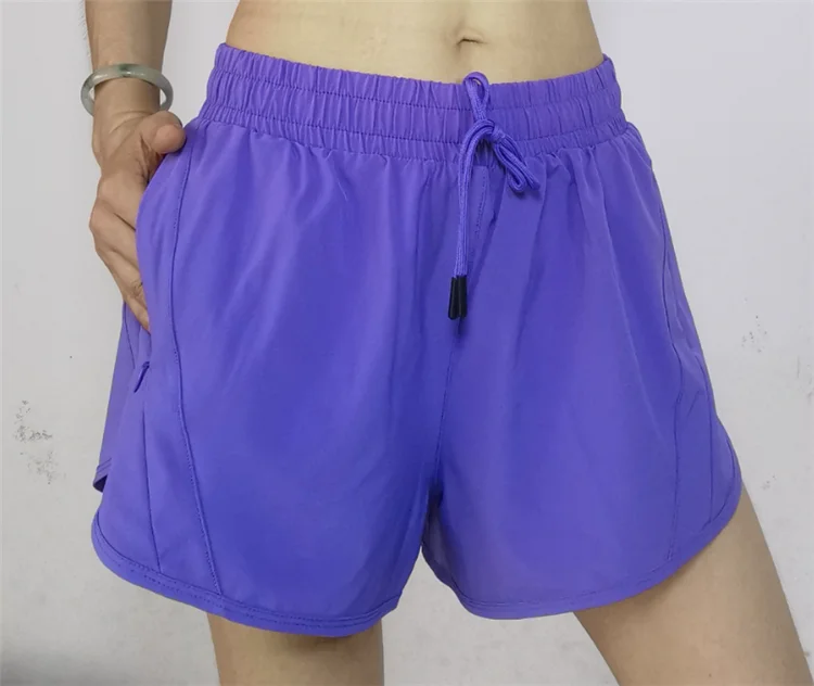 Hot Sale Fitness Running Tight Double Layer Sports Fabric Workout Gym Shorts Pants Women Yoga Shorts with Pocket