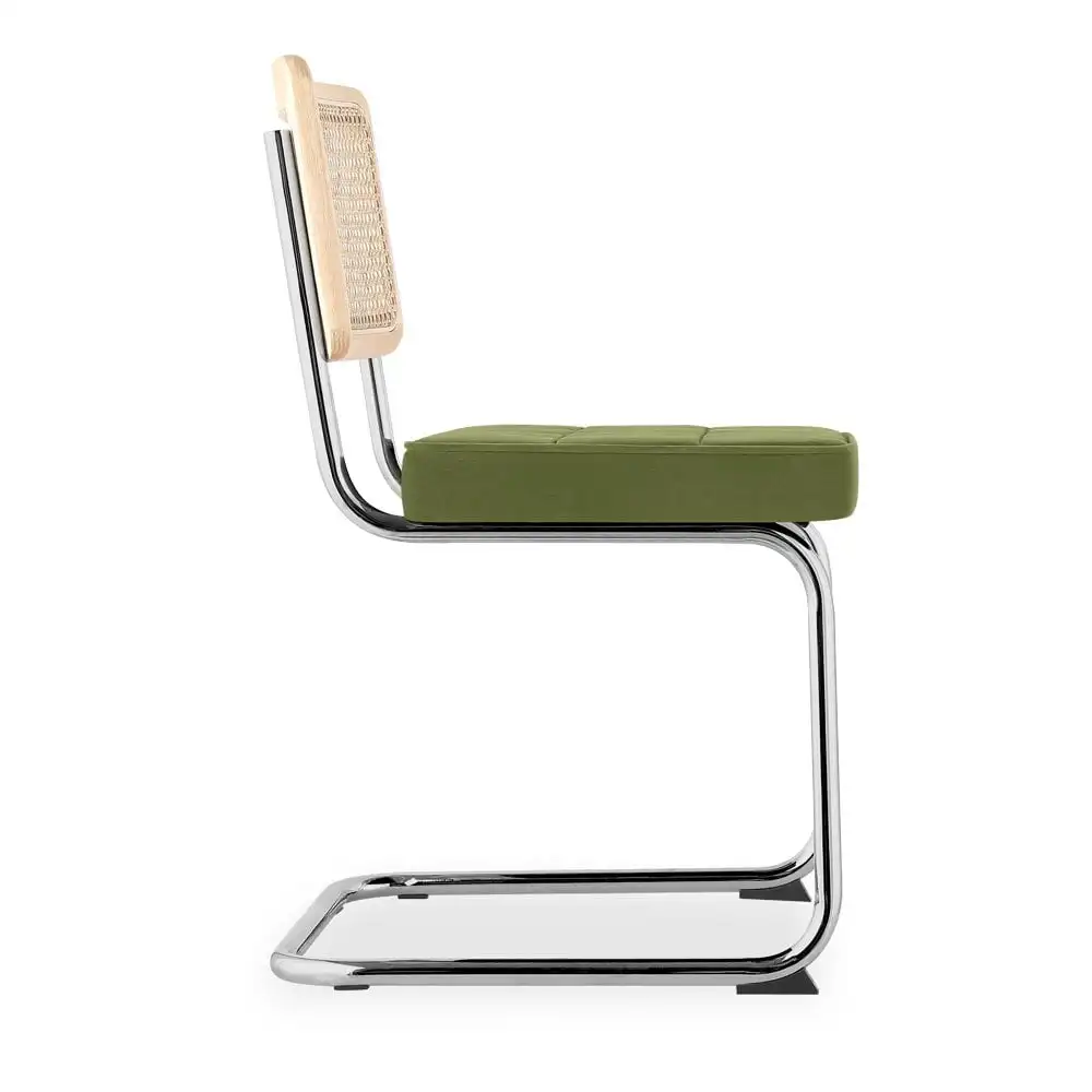 Mid Century Modern Dining Set Retro Timeless Marcel Breuer Designed  With Gold Cantilever Legs Natural Cesca Chairs