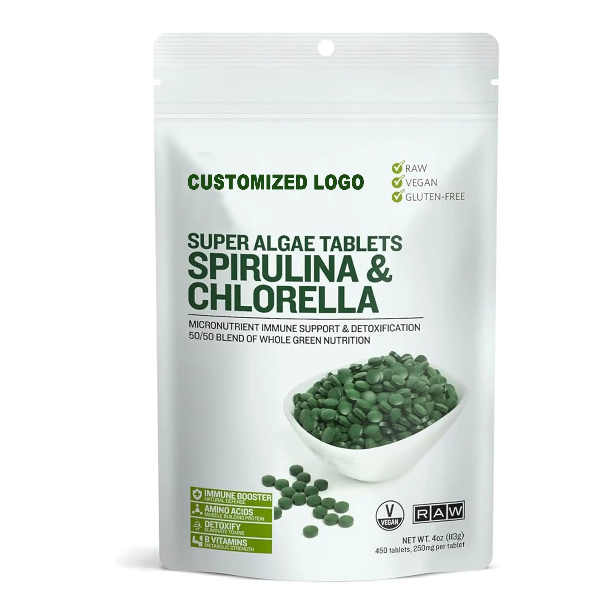 Supplement Spirulina Healthcare  Tablets Chlorella Tablets Organic spirulina & Chlorella mixed tablet