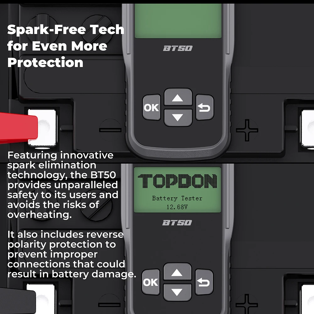 TOPDON BT50 New Arrival 12V 200Ah Car Auto Battery Tester 10A Aa Digital Battery Tester Analyzer For Automobile Bat