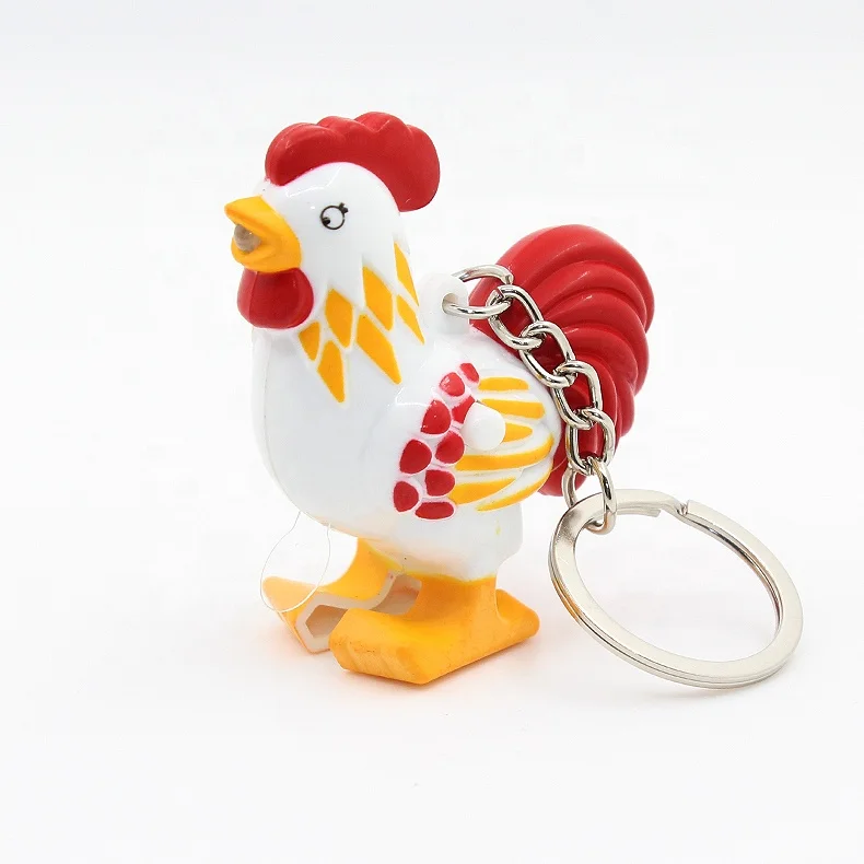 Delicate Crowing Rooster Shape LED Flashlight Keychain With Sound