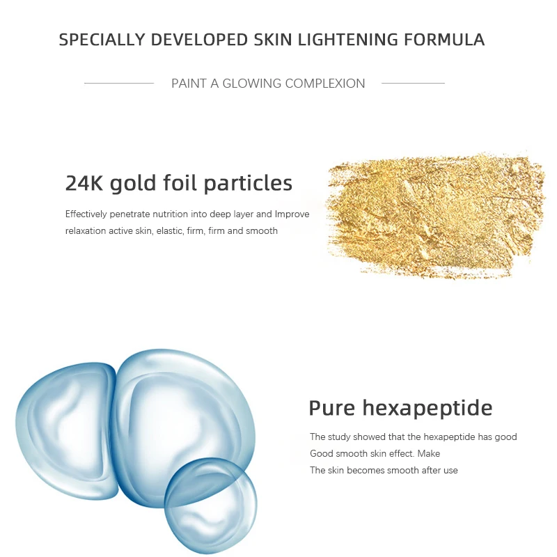 Private Label Anti Aging Wrinkle Acne Dark Spot Remover Rose Whitening Vitamin C 24K Gold Face Serum