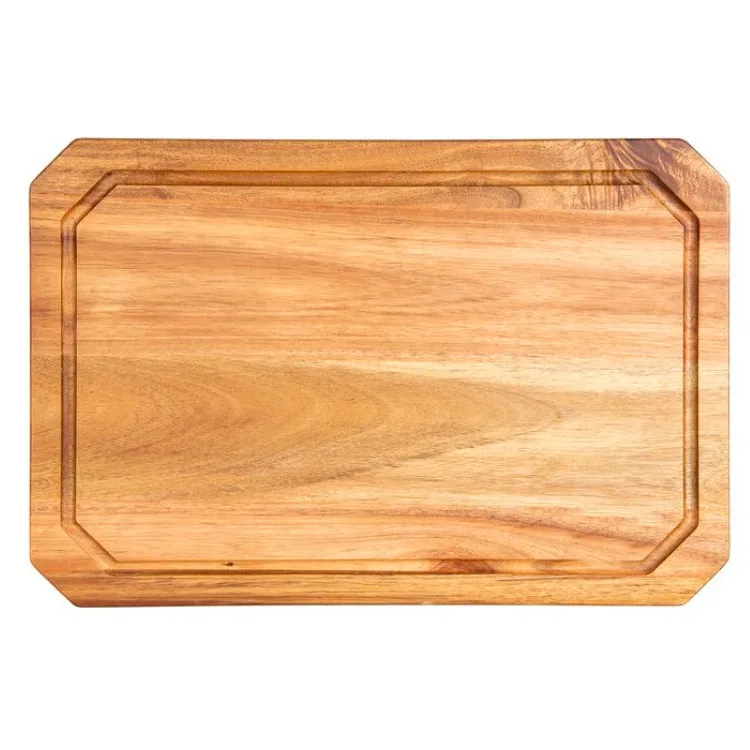wholesale rectangular acacia wood cutting chopping board with juice groove for kitchen use