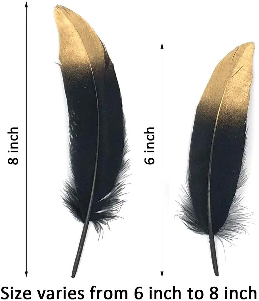 High quality  Decorative Accessories, Handmade Ornaments  6-8 inch cheap golden paint spraying goose feathers