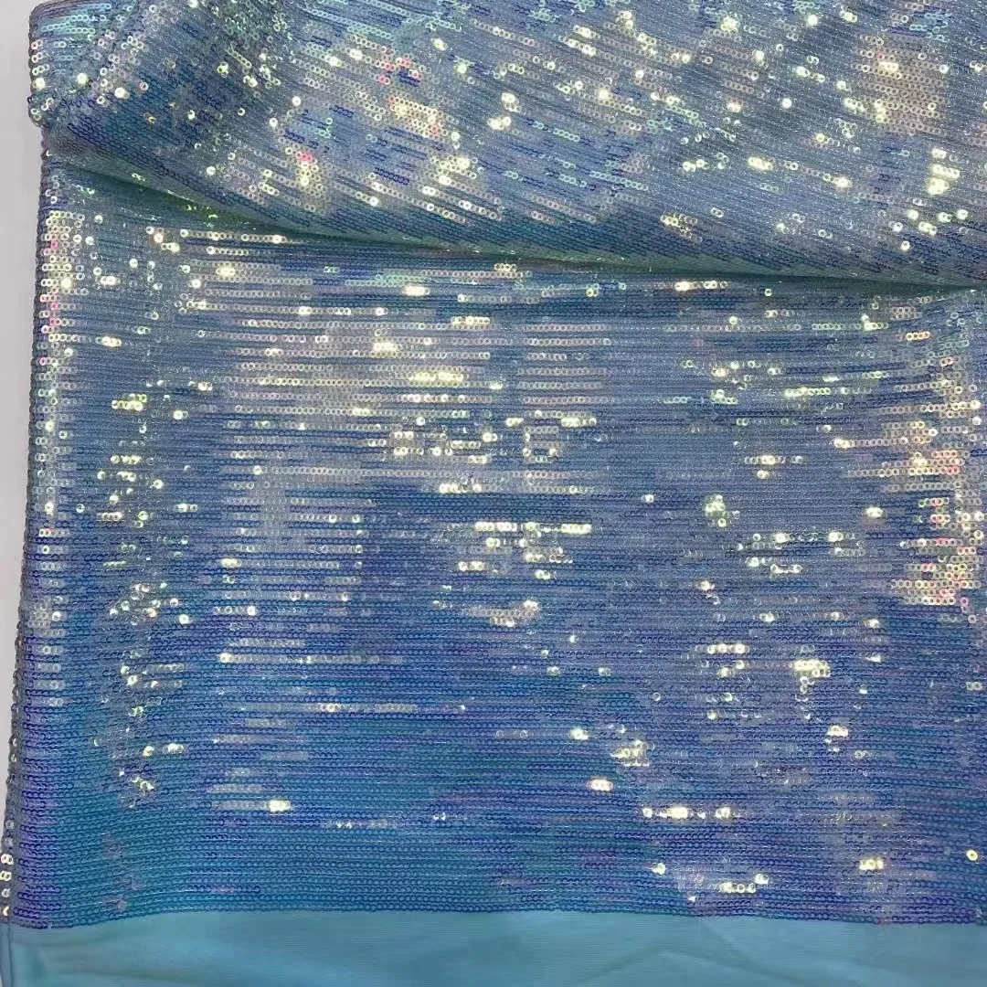 2025 Wholesale sequin fabric multicolor fancy reversible lace sequin mesh fabric for wedding dress