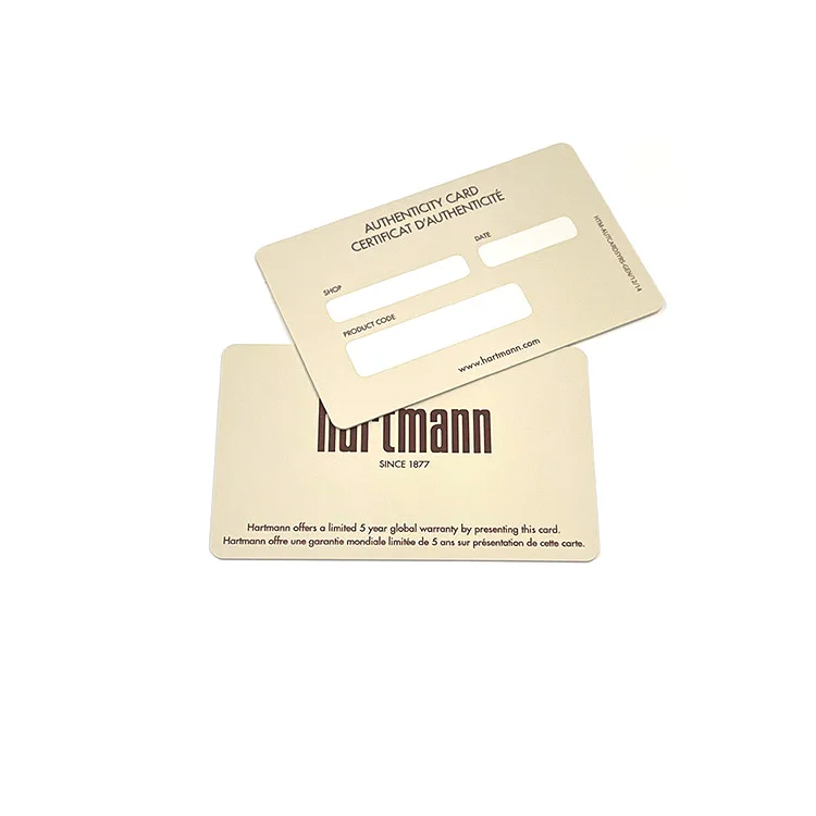 Free Design PVC Guarantee Card Membership VIP Certificate Authenticity Card With Barcode QR Code
