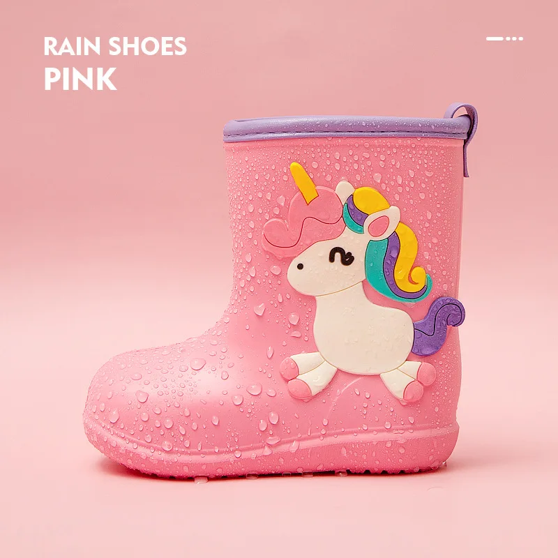 Fashion Printed Cute Dinosaur Boots Shoes Kids Waterproof  Eva Rain Children Baby Non-slip Boots
