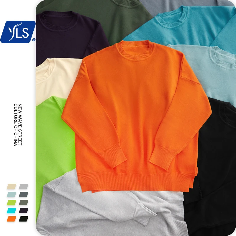 YLS Men Sweater In Multi Color 2020 Warm O-neck Autumn Knitted Sweater For Couple Oversized Hip Hop Sweater Men