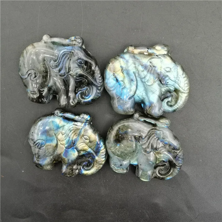 Природный драгоценный камень резной в виде животного кварц лабрадорит слон используемый для дукторов и