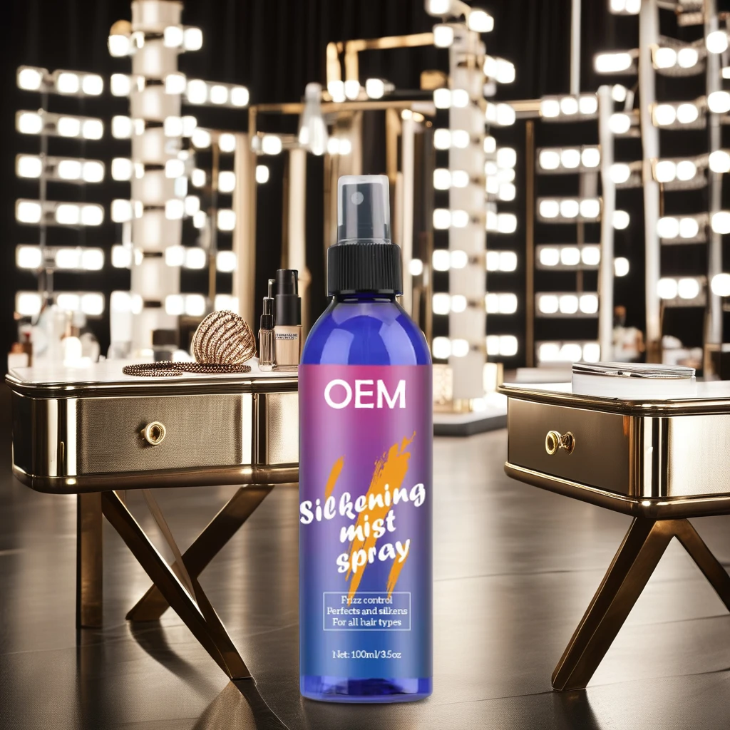 Custom Logo Organic Silk Mist Hair Spray for Frizzy Hair Boosts Shine and Volume Strong Hold Hair Styling Anti-Frizz for OEM ODM