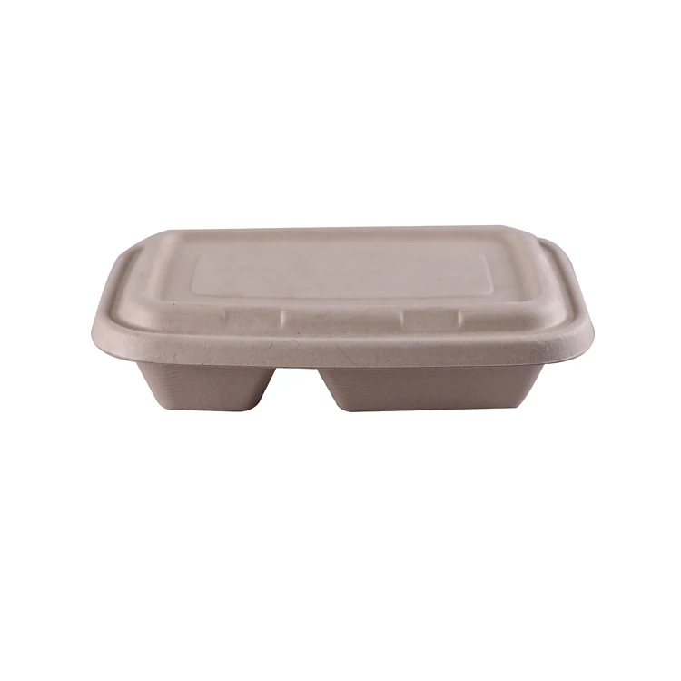 Wholesale biodegradable wheat straw pulp with 2 compartments compostable lunch paper box