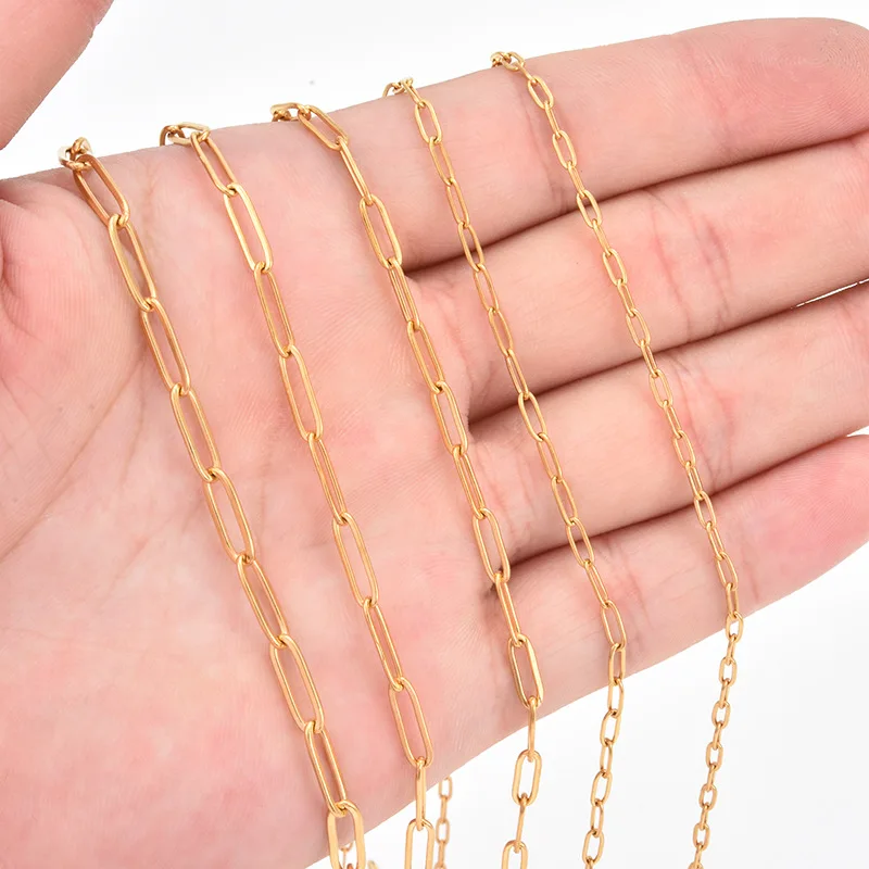 tarnish free stainless steel chain jewelry components & findings 18k gold oval flat link chain