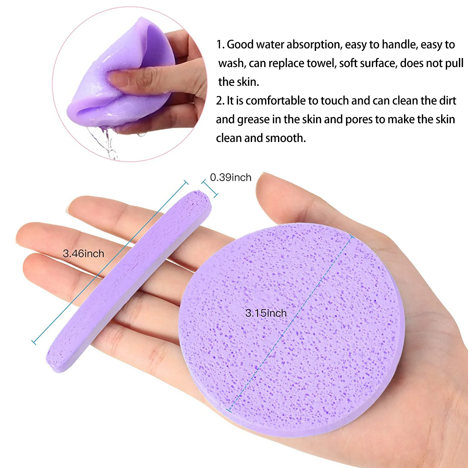 12pc Facial Sponges Cleansing Puff Face Wash Compressed Cleaning Stick Cleansing Pad Skin sponge for face washing