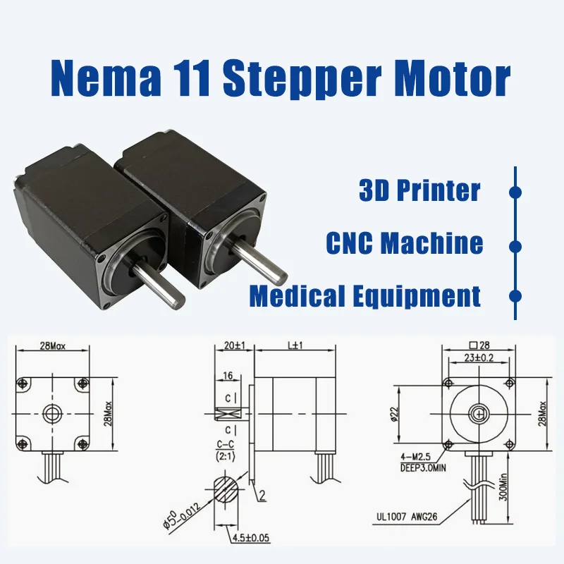 Factory Price Customized Low Speed 28mm Nema 11 Stepper Motors For 3D Printer & CNC