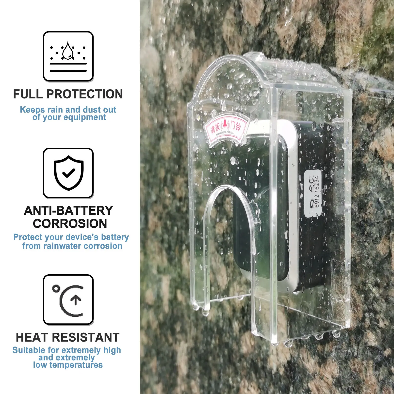 Waterproof Doorbell Cover Outside Doorbell Rain Cover Shield Hood Weather Resistance