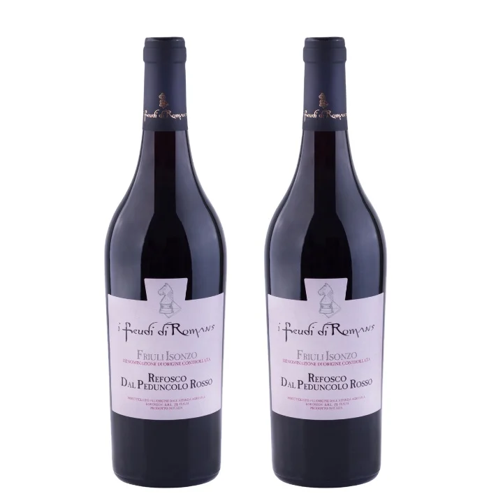 Gift pack Native Italian Dry Red Wine Refosco dal Peduncolo Rosso I Feudi di Romans 0,75 L Wine botte Red Wine Bottle For Sale