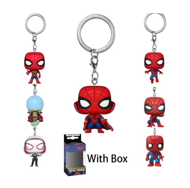Hot sales Pocket POPs keychain Spiderman Gwen Peter Parker Mysterio action figure PVC model Toys for gifts 4cm