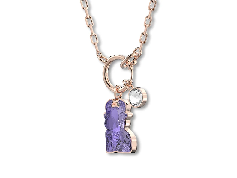 New elegant and romantic purple crystal calf shape pendant bracelet set