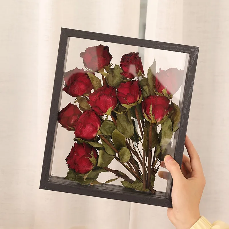 Dry Flower Embossed Glass Frame Plant Herbarium Acrylic Wooden Photo Frame Box 3d Floating Frame