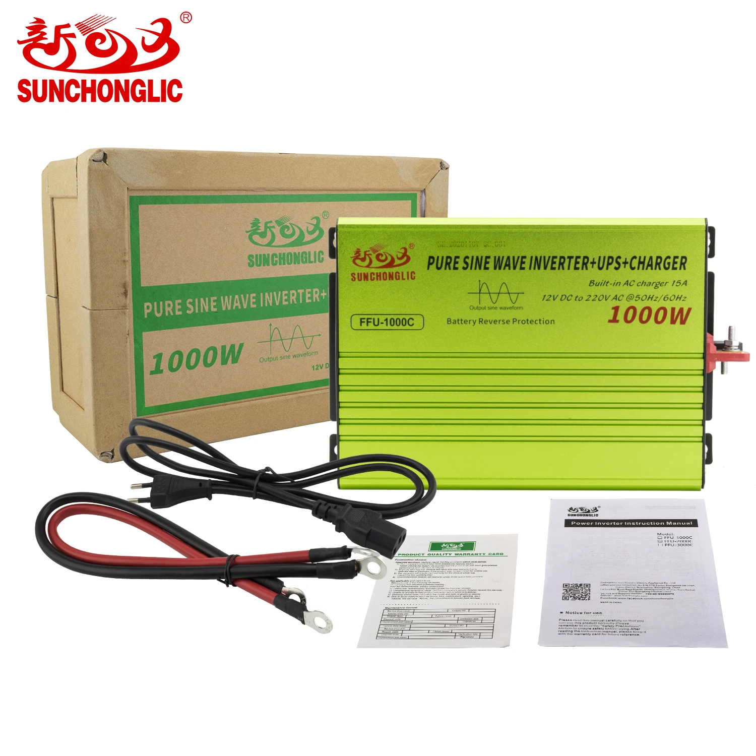 Sunchonglic inverters for wholesale sale 12V 220V 1000w solar off grid pure sine wave ups power inverter with battery charger