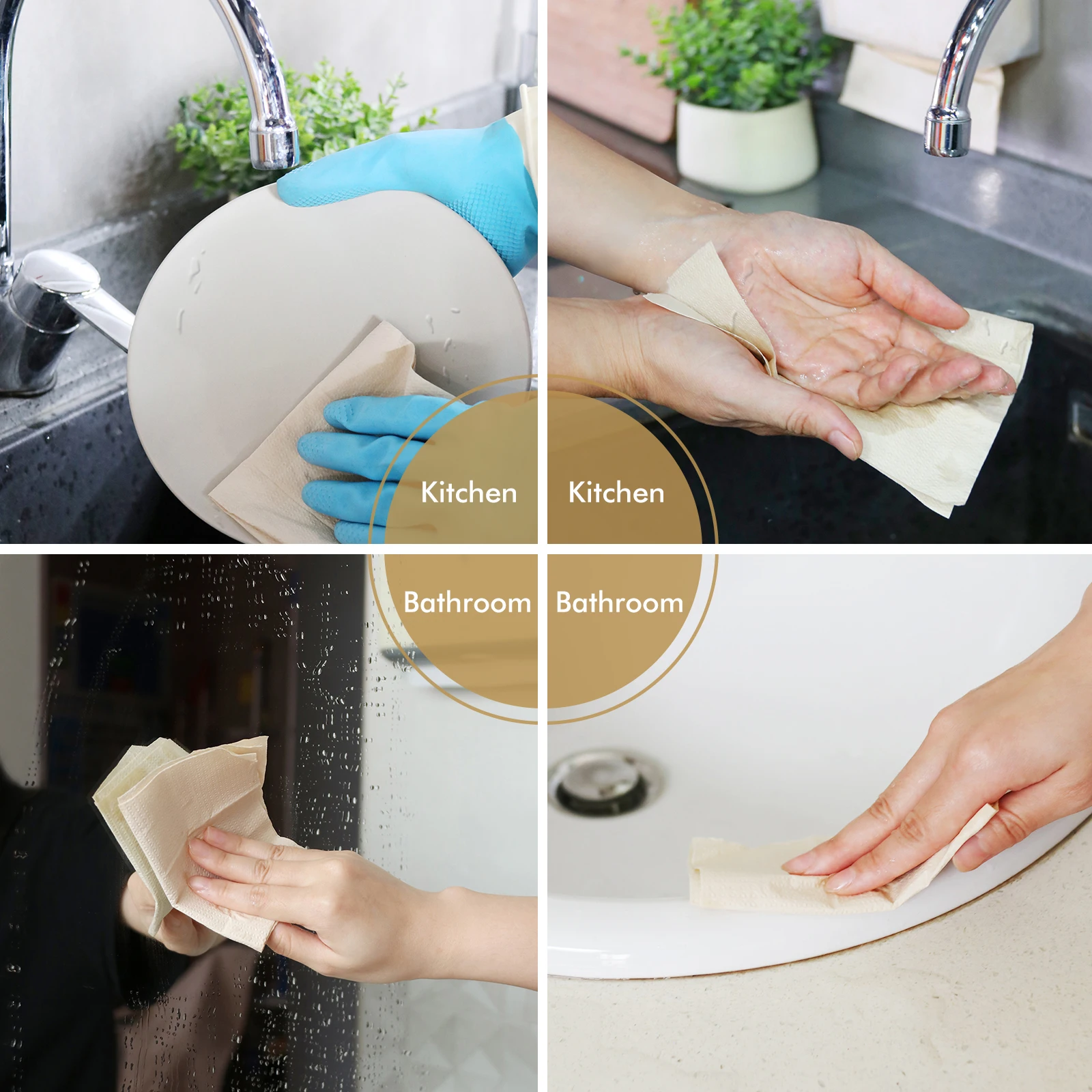 Household hygiene products 2 ply natural virgin bamboo pulp hand tissue paper towel for kitchen bathroom