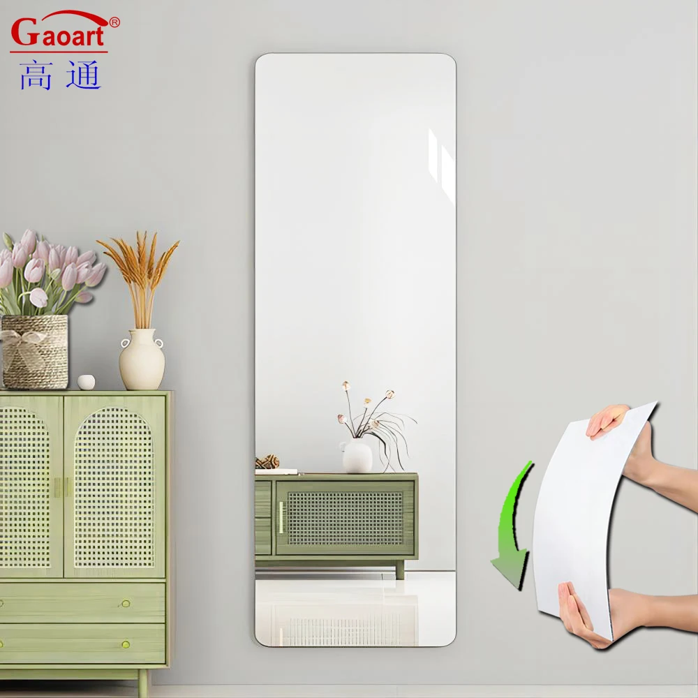 Wholesale Morden Style Flexible Material Sheets One Way Bathroom Furniture Thin Wall Paper Acrylic Sticker Mirror