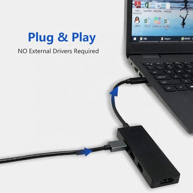 
Nickel-plate C To 4-Port USB 3.0 Ultra Slim Data Type C 4 In 1 USB HUB 