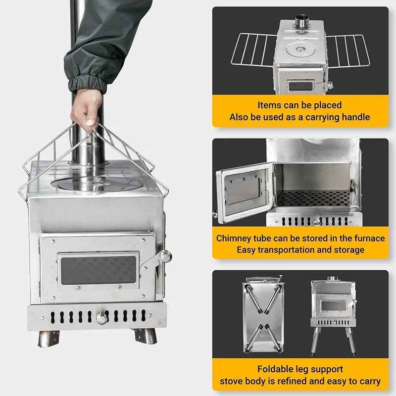 High Portable Foldable Metal BBQ Grill Galvanized with Adjustable Height and Easy Transport Works with Charcoal and Wood