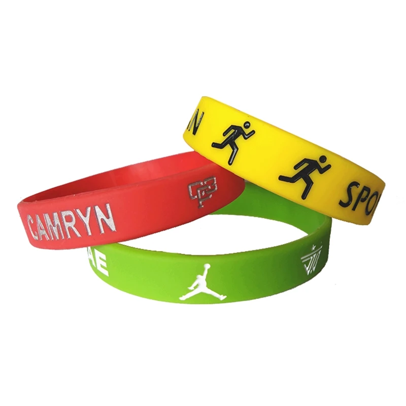 Free Logo Design Wristband Manufacture Custom Rubber Bracelet Elastic Wrist Band Silicone Wristbands