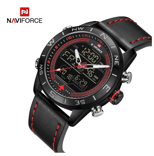Luxury reloj NAVIFORCE 9144 Watch Men Genuine Leather Sport Waterproof Wrist Quartz Mens Clock Relogio Masculino Digital Watches