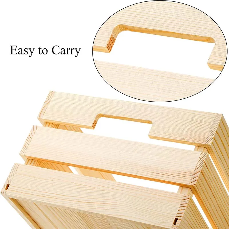 Wooden crate Set of 3 Rustic Nesting Crates with Handles Decorative Wood Crate Box Wooden Storage Box for home