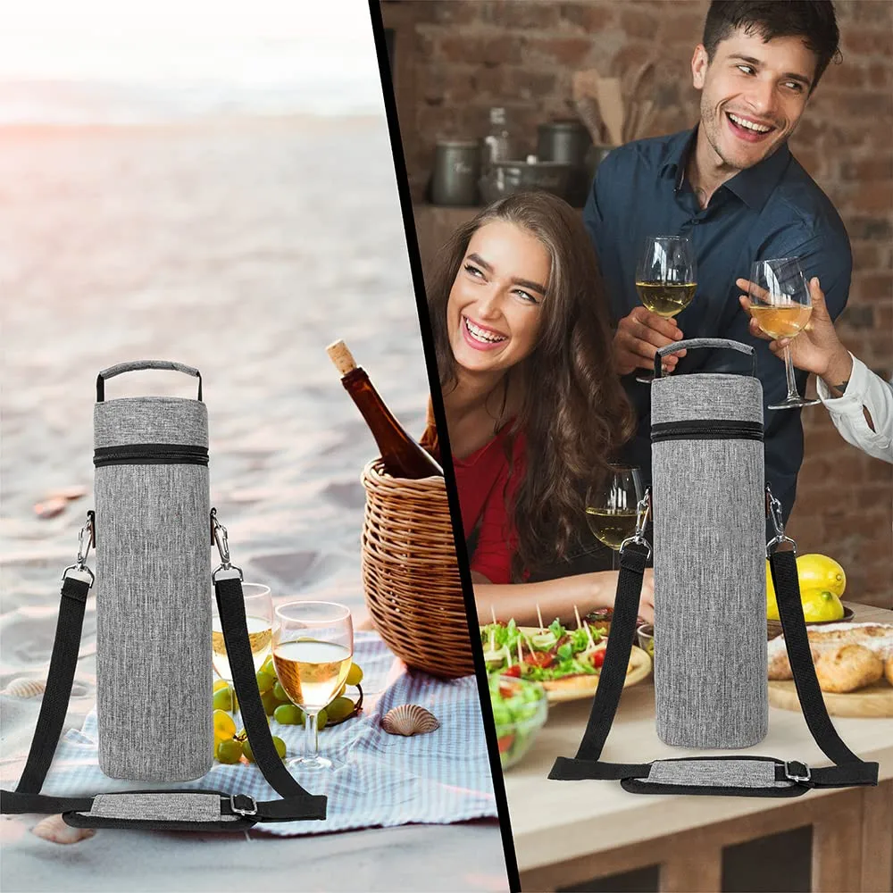 Hot Sale Sling Single Bottle Cooler Wine Tote Bag with Shoulder Strap Insulated Padded Thermal Wine Carrier Bag