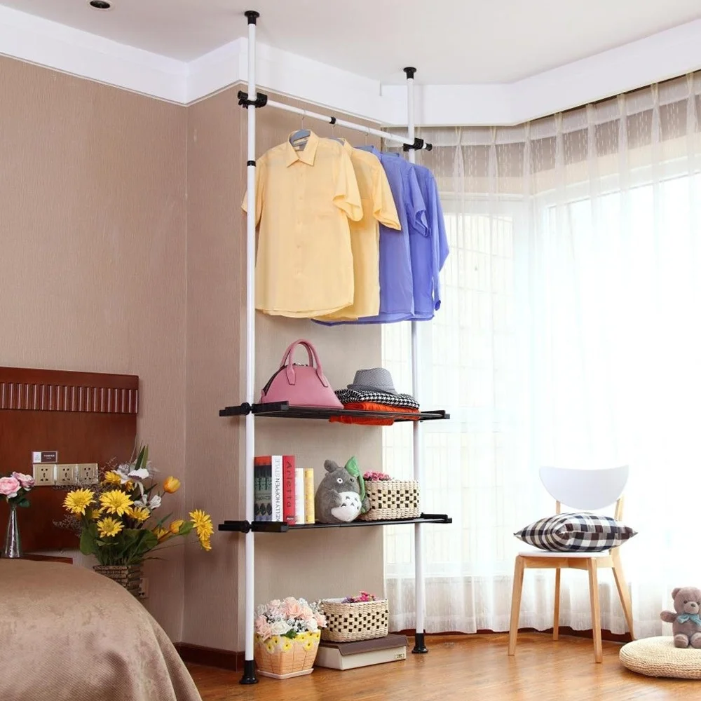 Small Custom Open Pipe Clothes Rack Adjustable Hanging Clothes Rack DIY Heavy Duty Portable Clothing Rack