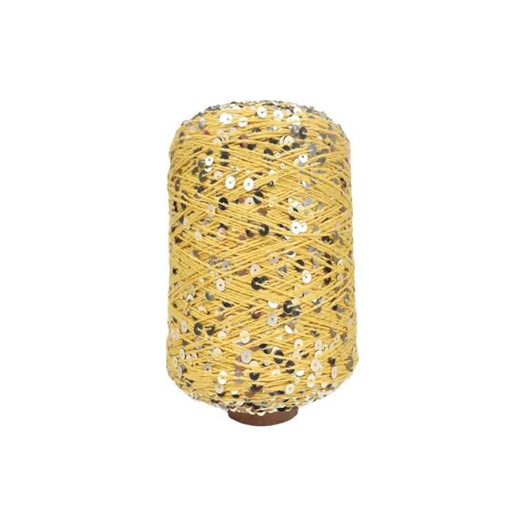 hot sell many color hand knitting yarn 3MM+6MM sequin on polyester thread fancy sequin yarn