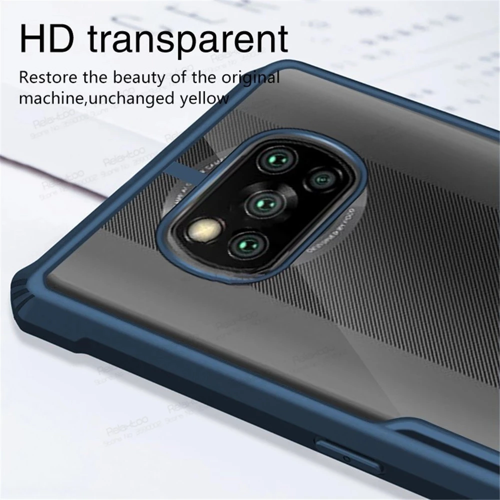 Shockproof Case For Xiaomi Poco X3 Pro M3 F3 PC Back Silicone Phone Cover For Xiaomi 11 Lite For Redmi Note 11 10 9 Transparent