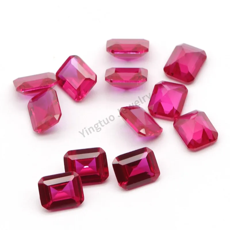 Yingtuo Emerald  5# Ruby Stone Price For Jewelry Making Machine Cut 6x8 8x10 Loose Gemstones