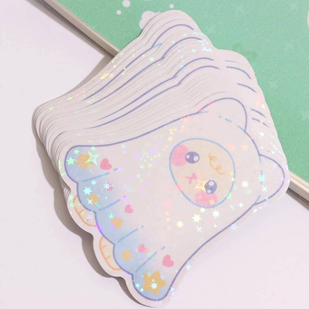 Customized Korean Cartoon Cute Stickers Anime Creative Decorative Adhesive Stickers Sheet Waterproof Hologram Sticker