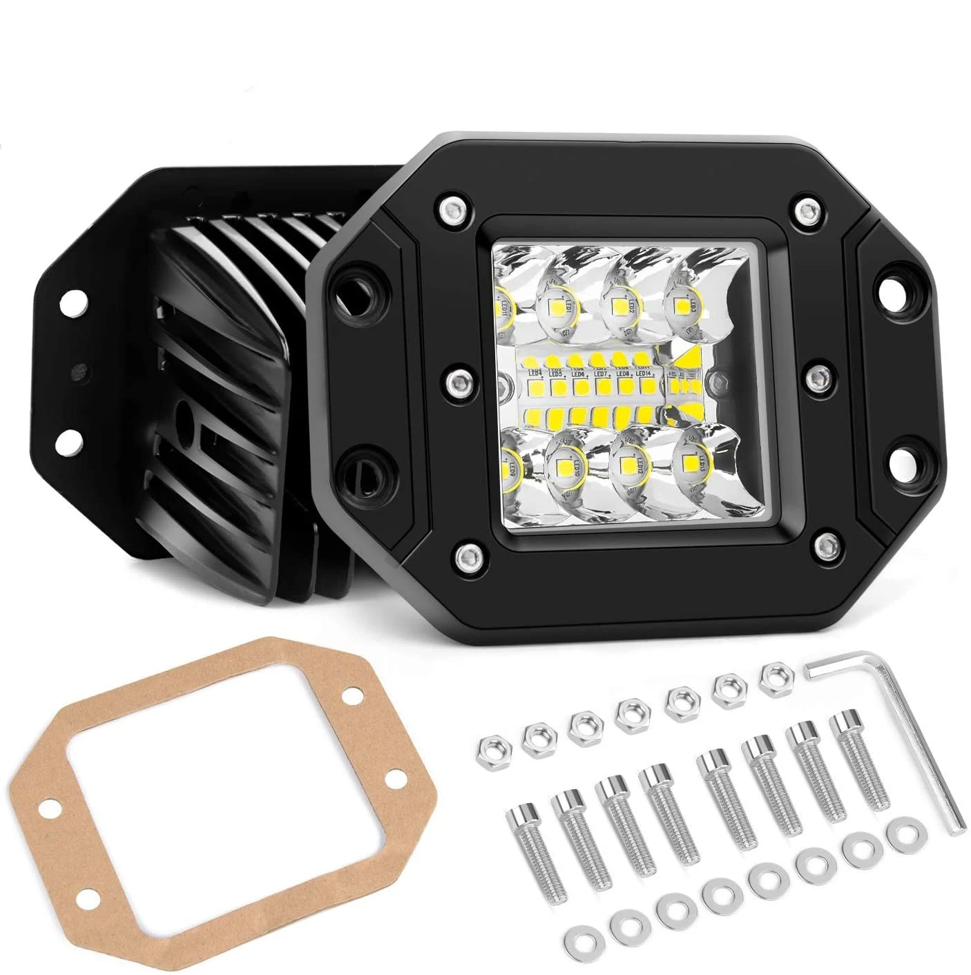 Подсветка высокой мощности, 5 дюймов, 42 Вт, светодиодная кубическая лампа, подсветка для грузовиков jeep, внедорожников, грузовиков, квадроциклов, кроссоверов