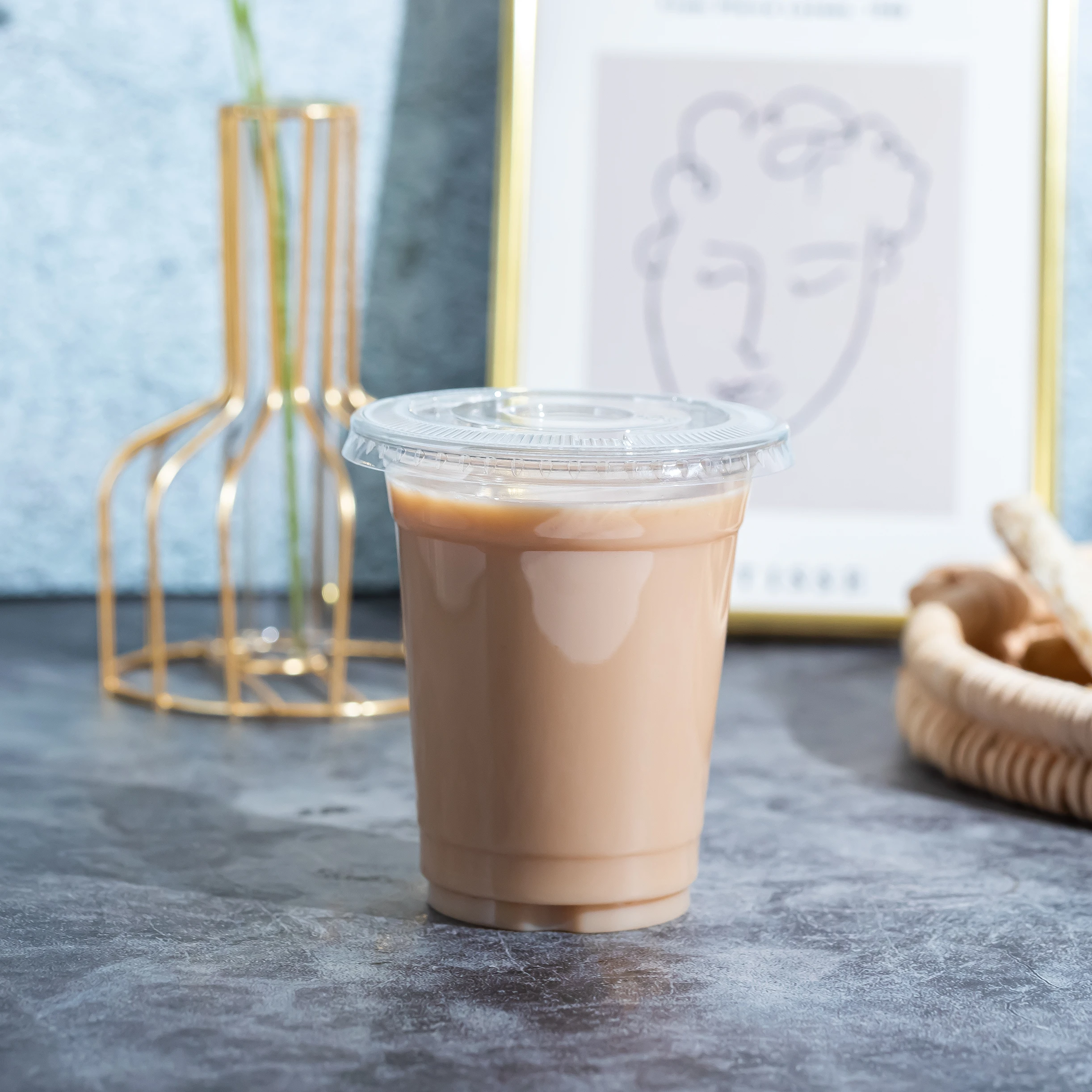 KAIDA clear printed plastic disposable 92mm pet beverage cool drink plastic  recycled plastic cups