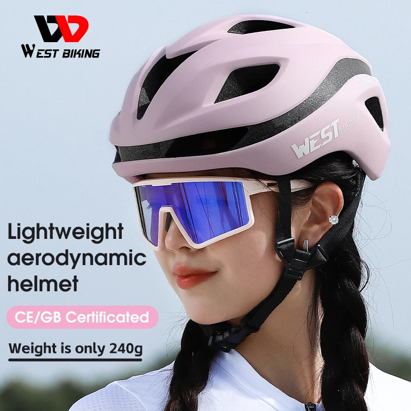 WEST BIKING Lightweight Aerodynamic Helmet Mountain Road Bicycle Cycling Helmet Unisex Pneumatic Integrated Molding Helmet