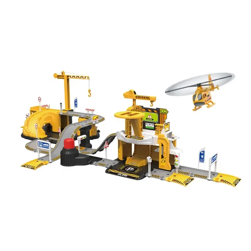 Hot selling engineering die cast car truck parking lot garage play set toy