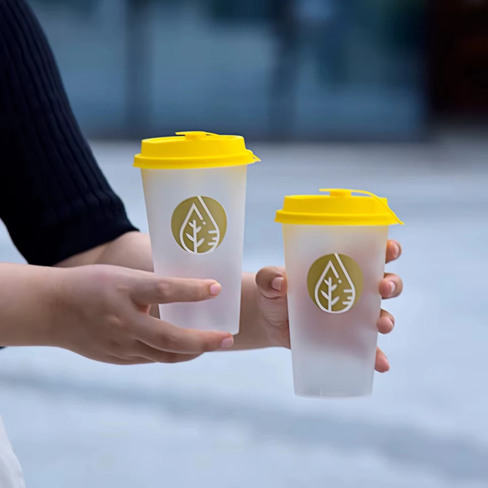 Fungard 500ml customized party cups disposable custom smoothie plastic cup reuse Double Paroi custom plastic cups for hot drinks