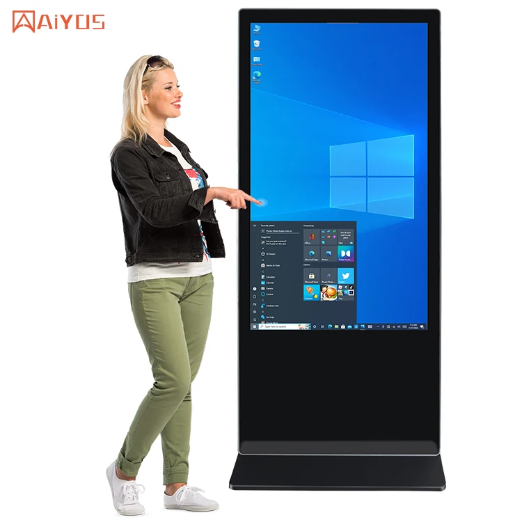 43 55 65 inch LCD Smart Floor standing Kiosk Digital Signage And Displays IPS Touch Screen Kiosk Advertising Totem