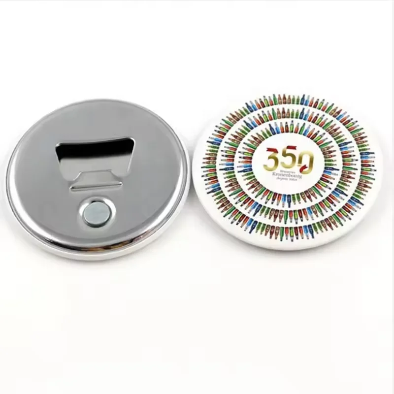 OEM Magnetic bottle opener fridge magnet / circle tinplate bottle opener