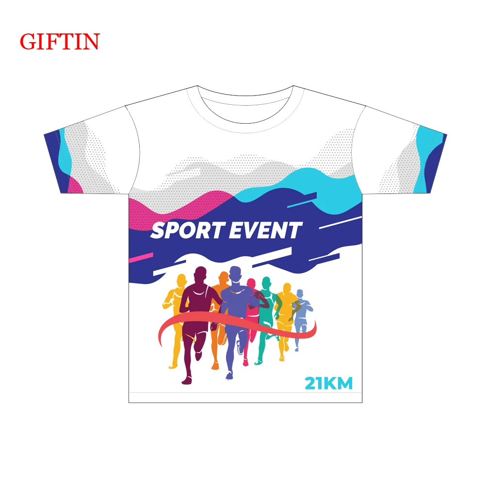 Custom design polyester sublimation t-shirt dry-fit breathable waffle style 5K marathon running short sleeve t shirt for men